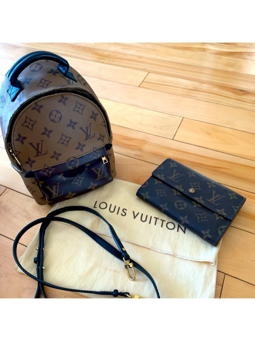 Louis Vuitton Monogram Mini Backpack and Wallet Set in Brown and Black